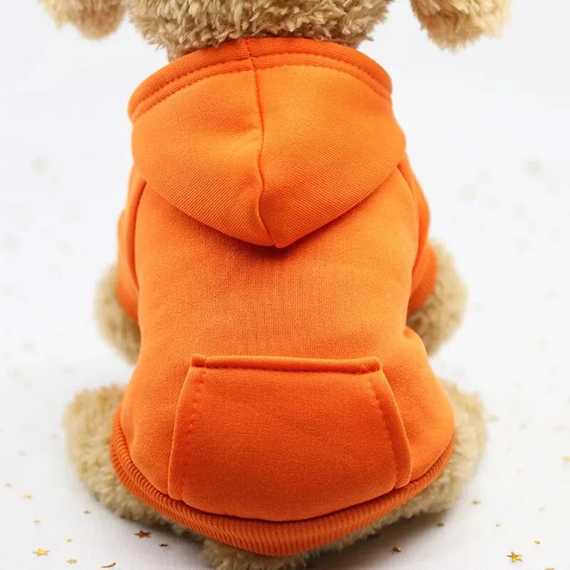 Fashion Dog Clothing Autumn And Winter Small Pet Clothes Thickening Warm Solid Color Two-Feet Hooded Wweater Casual Pet Products