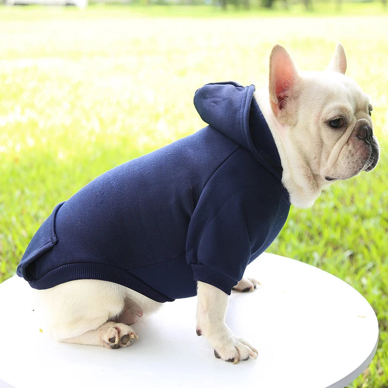 Fashion Dog Clothing Autumn And Winter Small Pet Clothes Thickening Warm Solid Color Two-Feet Hooded Wweater Casual Pet Products