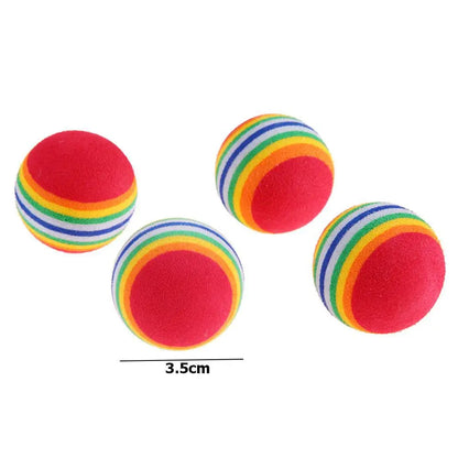 10PCS Rainbow Cat Toys Ball Interactive Cat Dog Play Chewing Rattle Scratch Ball Training Balls Pet Toys Supplies