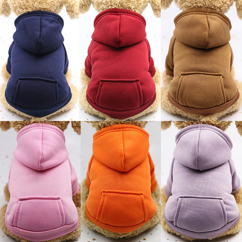 Fashion Dog Clothing Autumn And Winter Small Pet Clothes Thickening Warm Solid Color Two-Feet Hooded Wweater Casual Pet Products