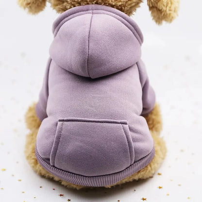 Fashion Dog Clothing Autumn And Winter Small Pet Clothes Thickening Warm Solid Color Two-Feet Hooded Wweater Casual Pet Products