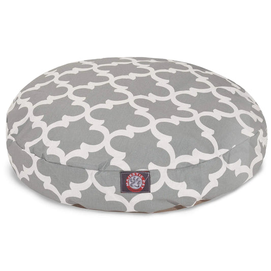 Gray Trellis Large Round Indoor Outdoor Pet Dog Bed With Removable Washable Cover By Majestic Pet Products